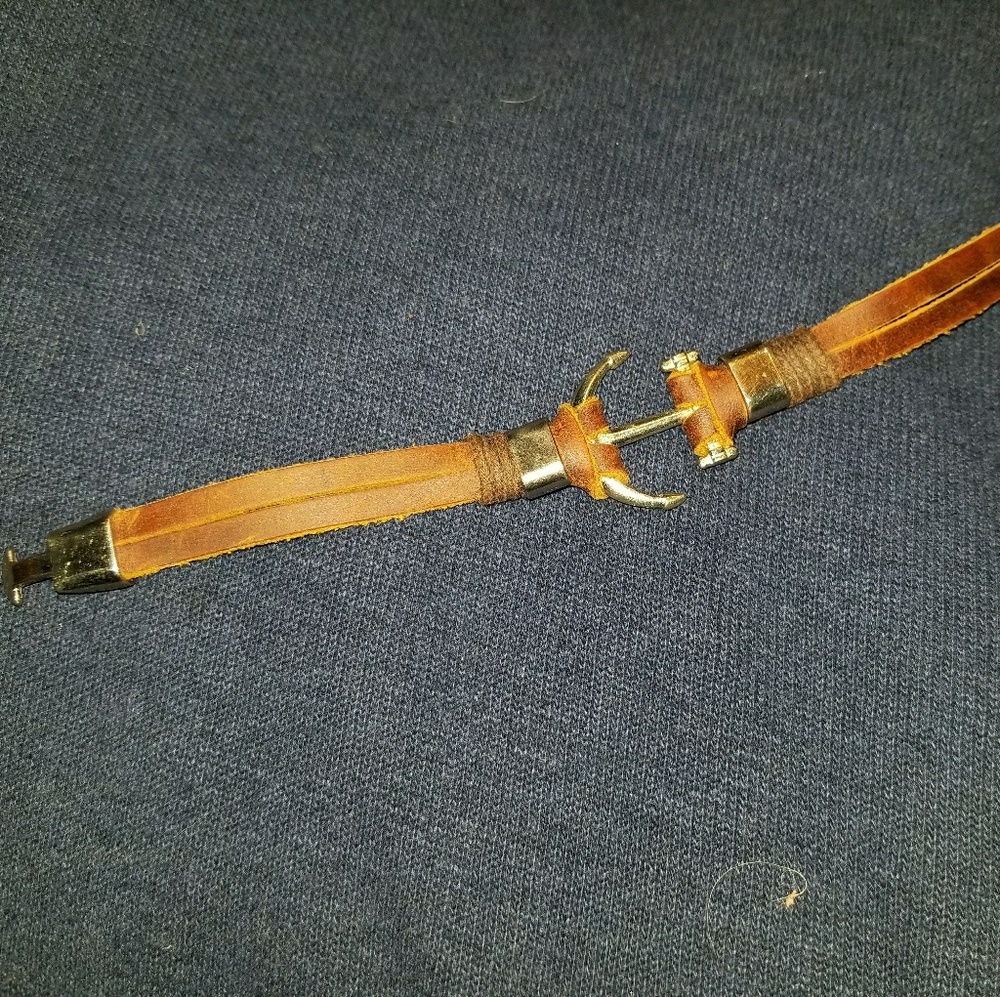 Leather Anchor Bracelet